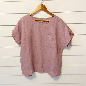 L.L Bean | Women’s 100% Washable Linen Short Sleeve Blouse Size Large